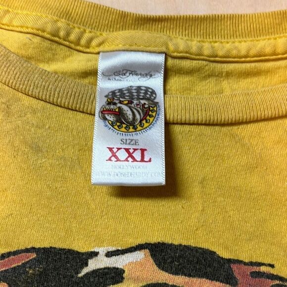 Ed Hardy T-Shirt Yellow With Tiger Graphic‎ Tee Short Sleeve Crew Mens XXLarge - Picture 6 of 7